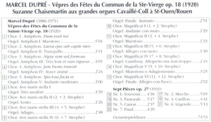 50251 Marcel Dupré - Vêpres des Fêtes du Commun de la Ste-Vierge op. 18