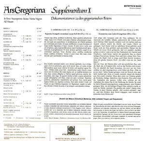 50400 Ars Gregoriana - Supplementum X - In Festo Assumptionis Beata Mariae Virginis Ad Missam (LP)