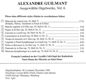 11561 Alexandre Guilmant - Ausgewählte Orgelwerke Vol. 6
