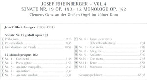 12241 Josef Rheinberger Vol. 4 - Sonate Nr. 19 op. 193/12 Monologe op. 162