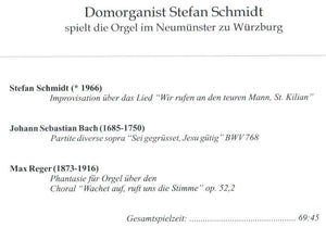 13881 Domorganist Stefan Schmidt spielt die Orgel im Neumünster zu Würzburg