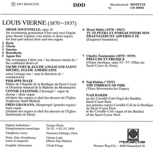 40081 Louis Vierne Messe Solennelle - Sacre Coeur Paris