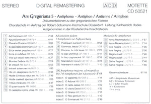 50521 Ars Gregoriana 5 - Antiphon