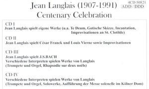 50821 Jean Langlais (1907-1991) Centenary Celebration (4 CDs)