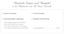 Load image into Gallery viewer, 60101 Deutsche Vesper und Komplet
